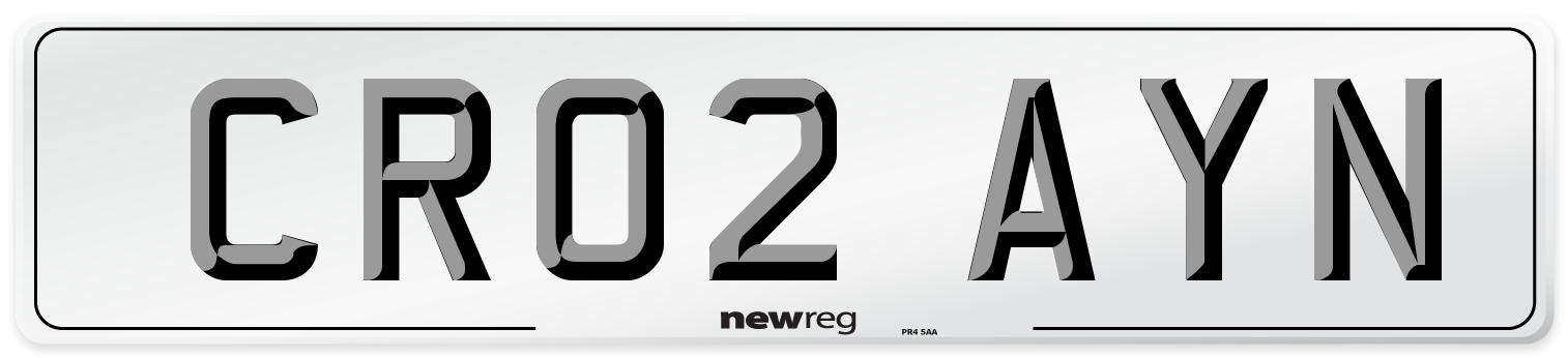 CR02 AYN Number Plate from New Reg